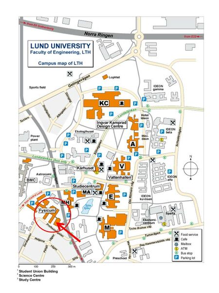Campus Map of the Faculty of Engineering, Lund