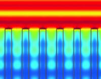 Illustration of light absorption in a bundle of upright standing nanowires; Graphics: Yang Chen